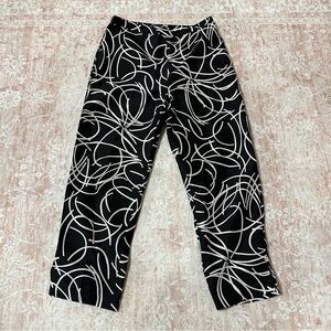 100% Silk High Waisted Patterned Pants